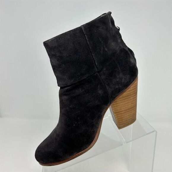 Rag & Bone Newbury Ankle Booties Dark Charcoal Gray Suede Women's Size 38.5 - Picture 3 of 13